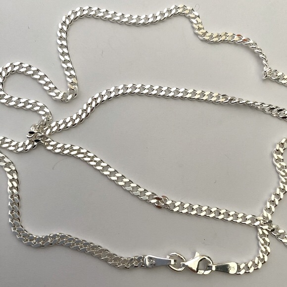 Unisex 925 Silver 4mm necklace 22 inches cuban chain - Picture 3 of 4
